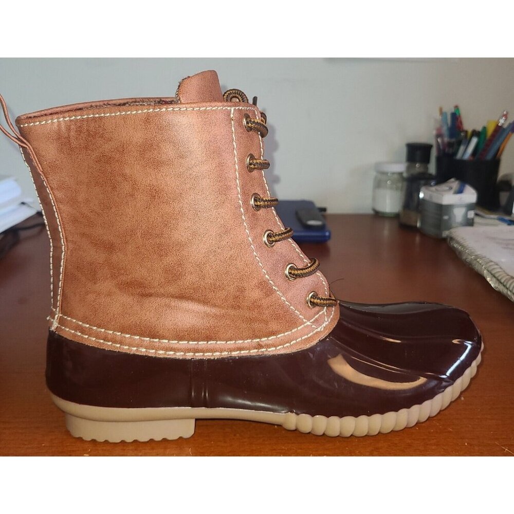Yoki Duck Boots Women's Sz.9 New Soft Flannel Lined Dylan Brown Waterproof